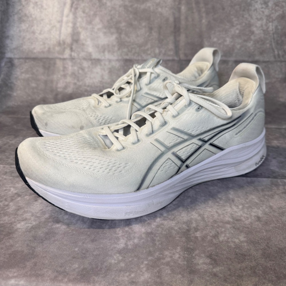 Asics Gel-Kayano 32 Mens 14 White Silver Running Shoes 1011C052